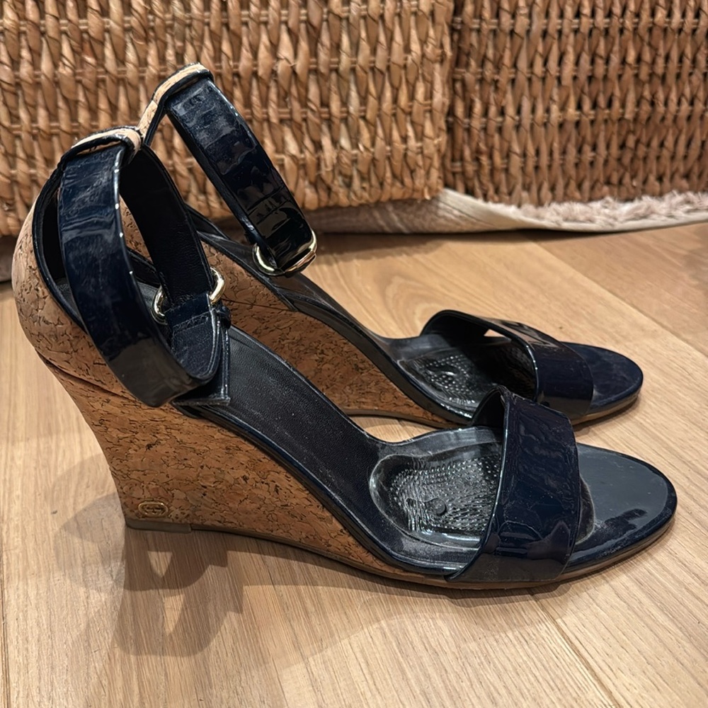 GUCCI Vitello Vernice Cork Wedge size 9.5 very good shape